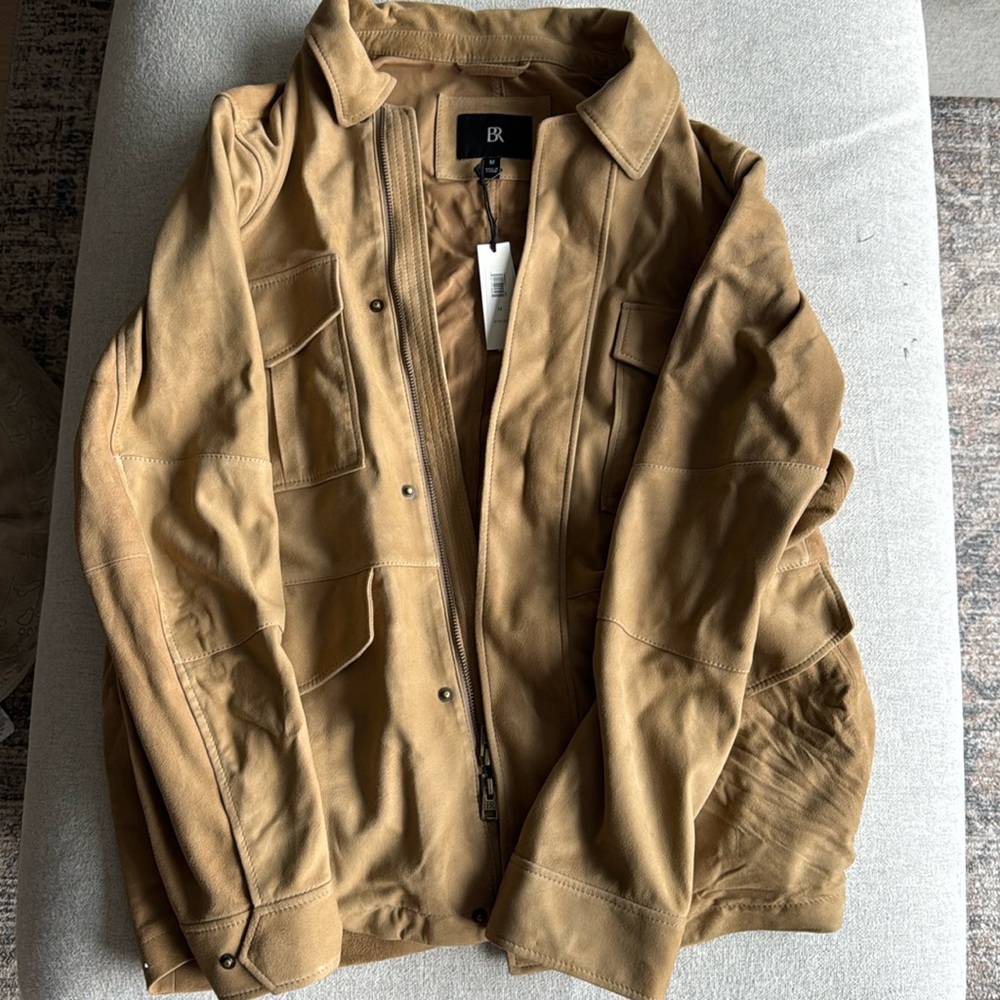 Men’s banana republic brown leather suede jacket